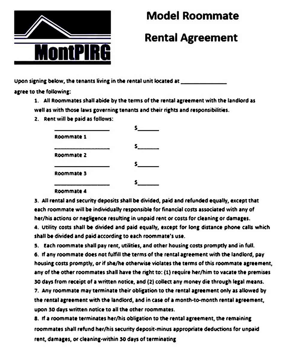 Model Roommate Rental Agreement
