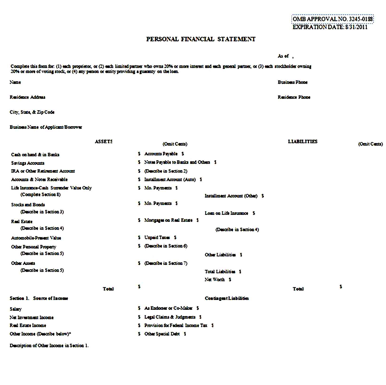 Personal Financial Statement Template 04
