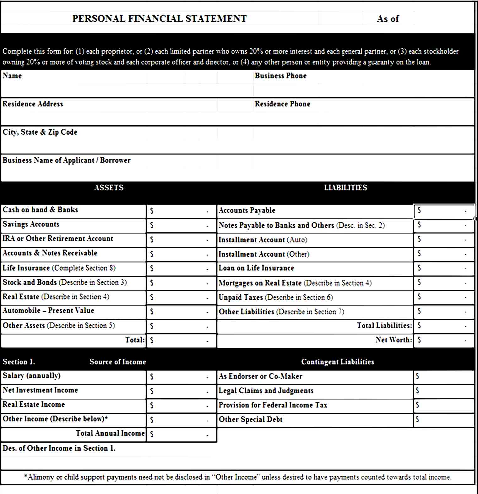 Personal Financial Statement Template 32