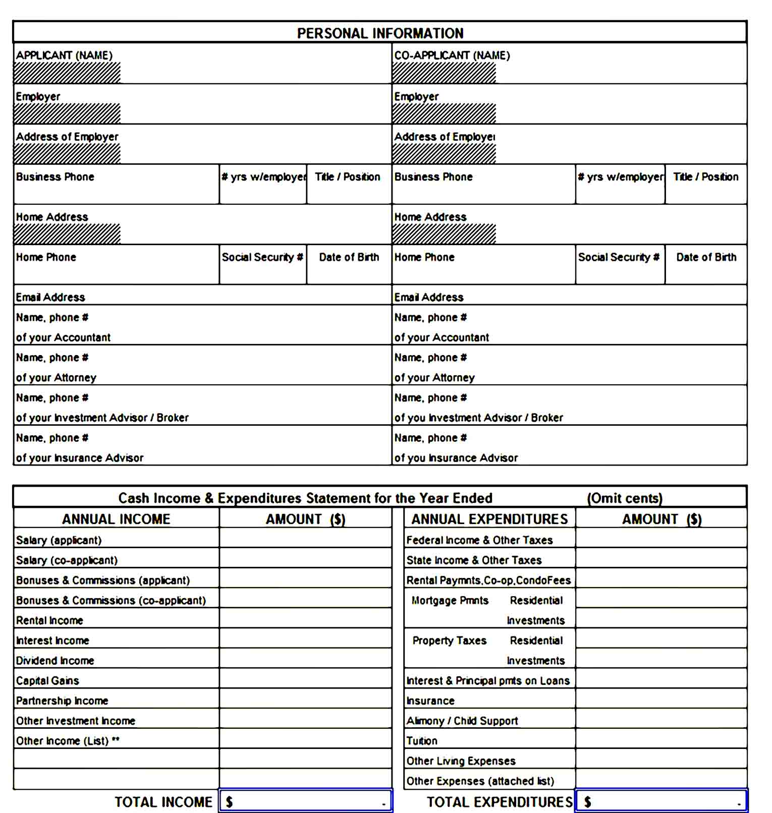 Personal Financial Statement Template 43