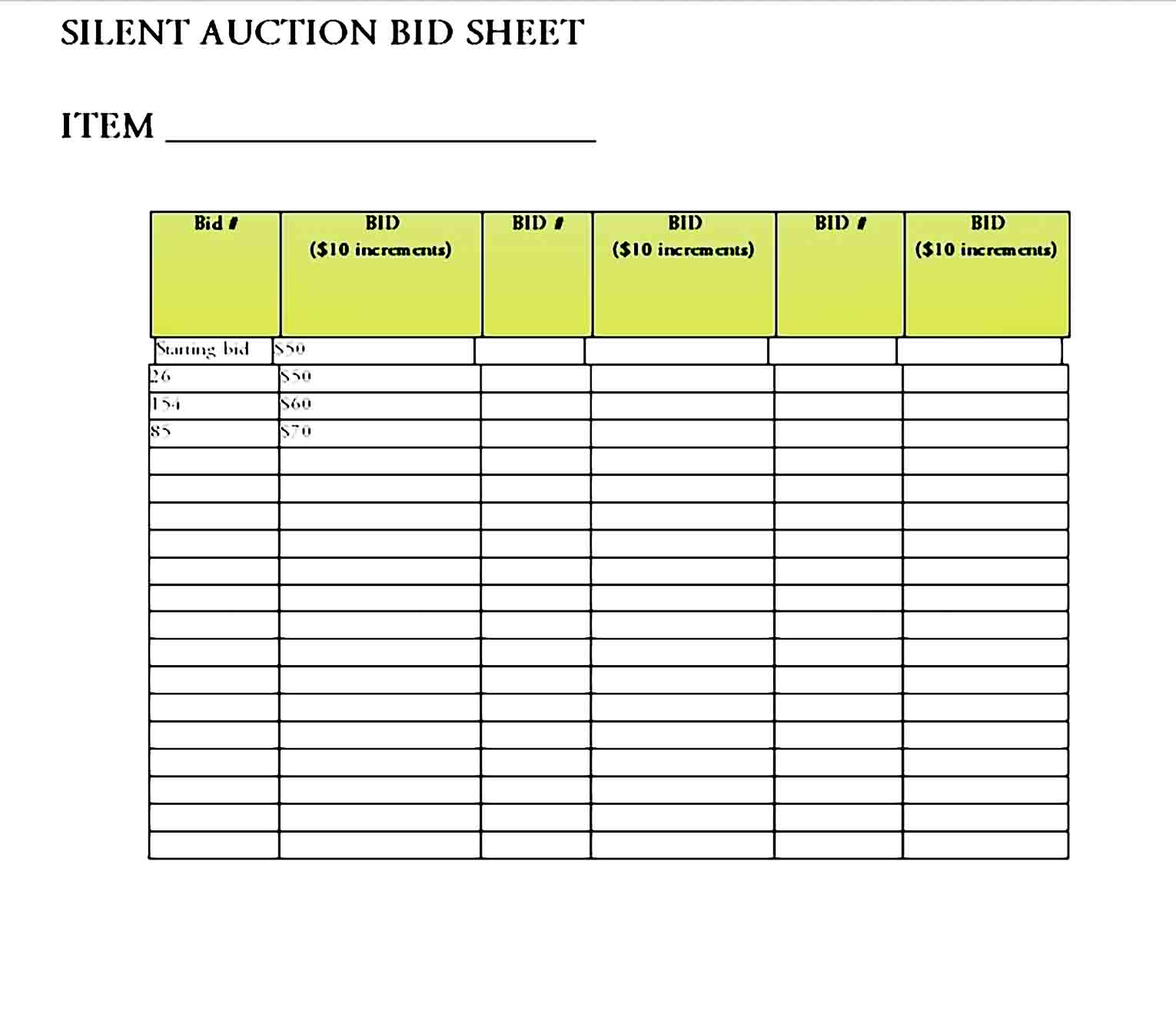 Silent Auction Bid Sheet 08