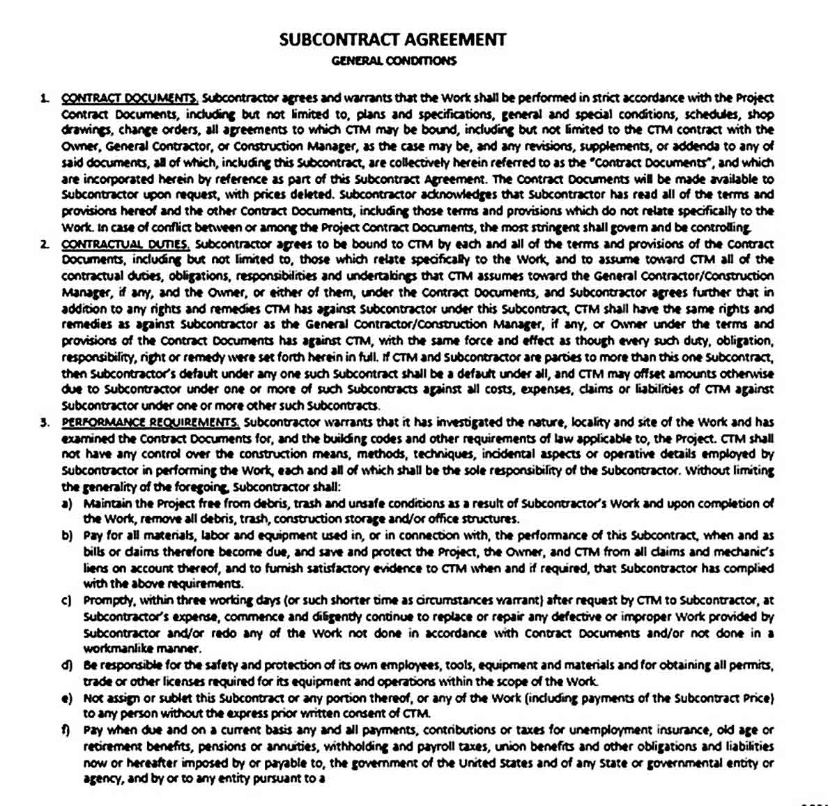 Standard Subcontract Agreement