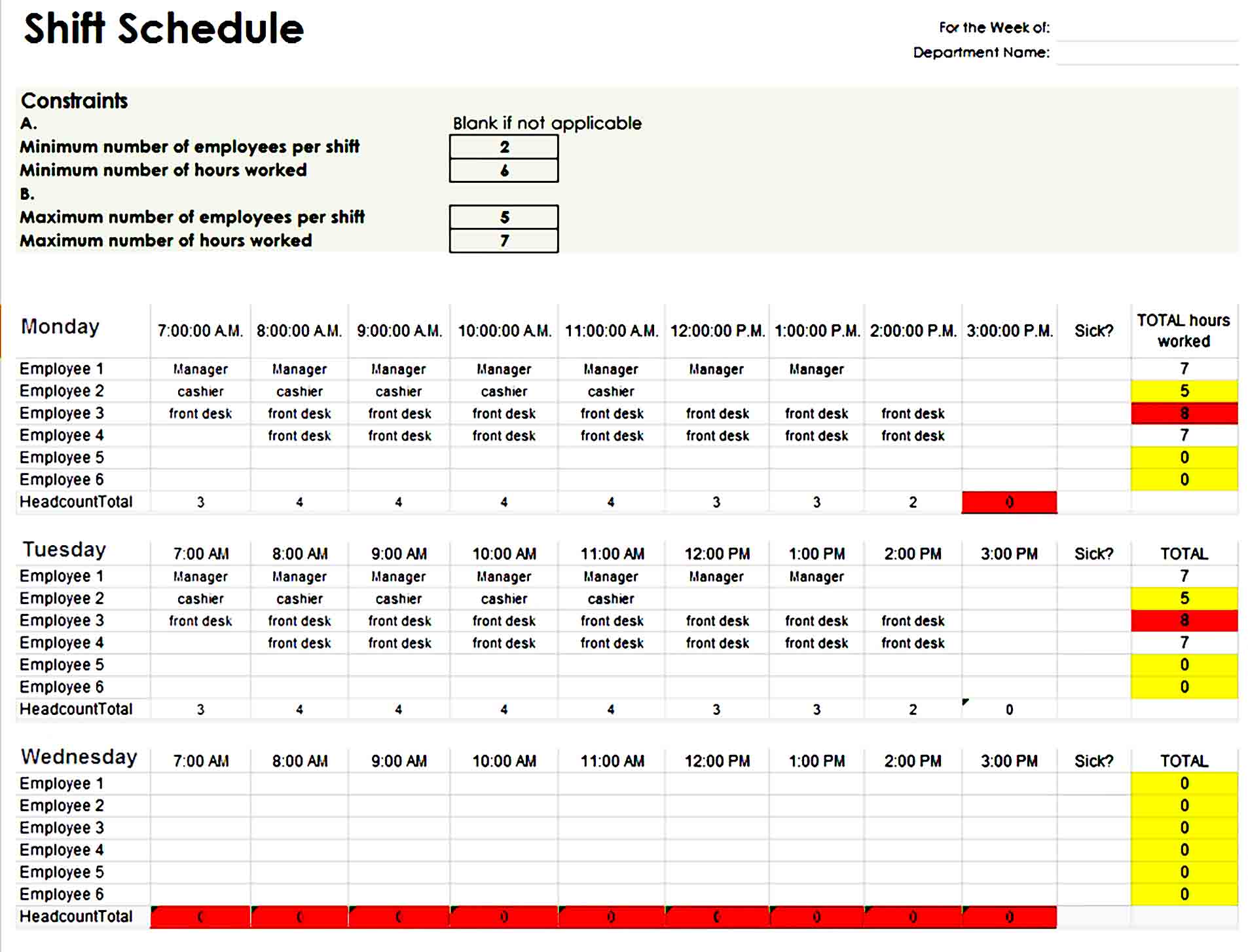 Work Schedule Template 11