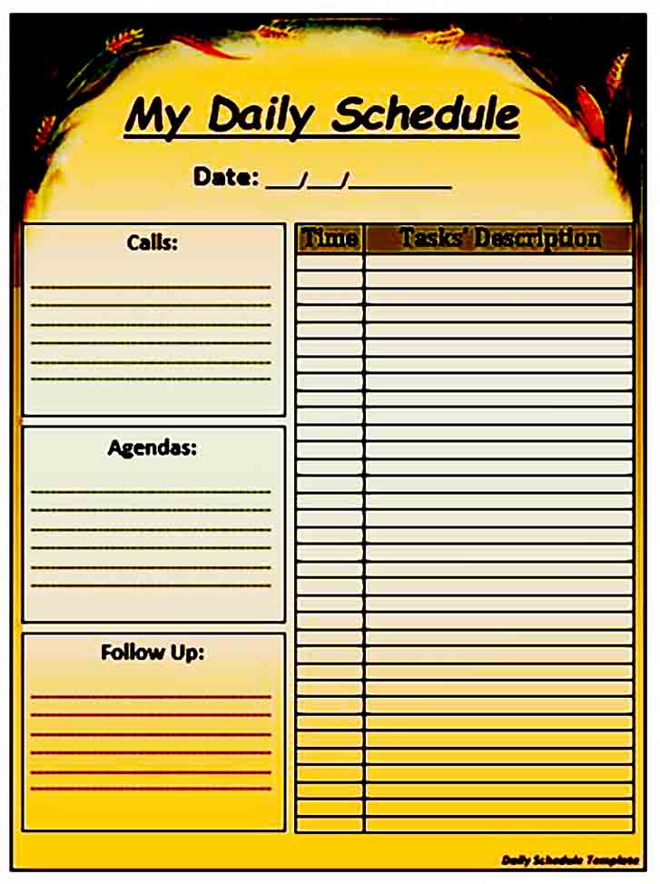 blank daily schedule templatesx