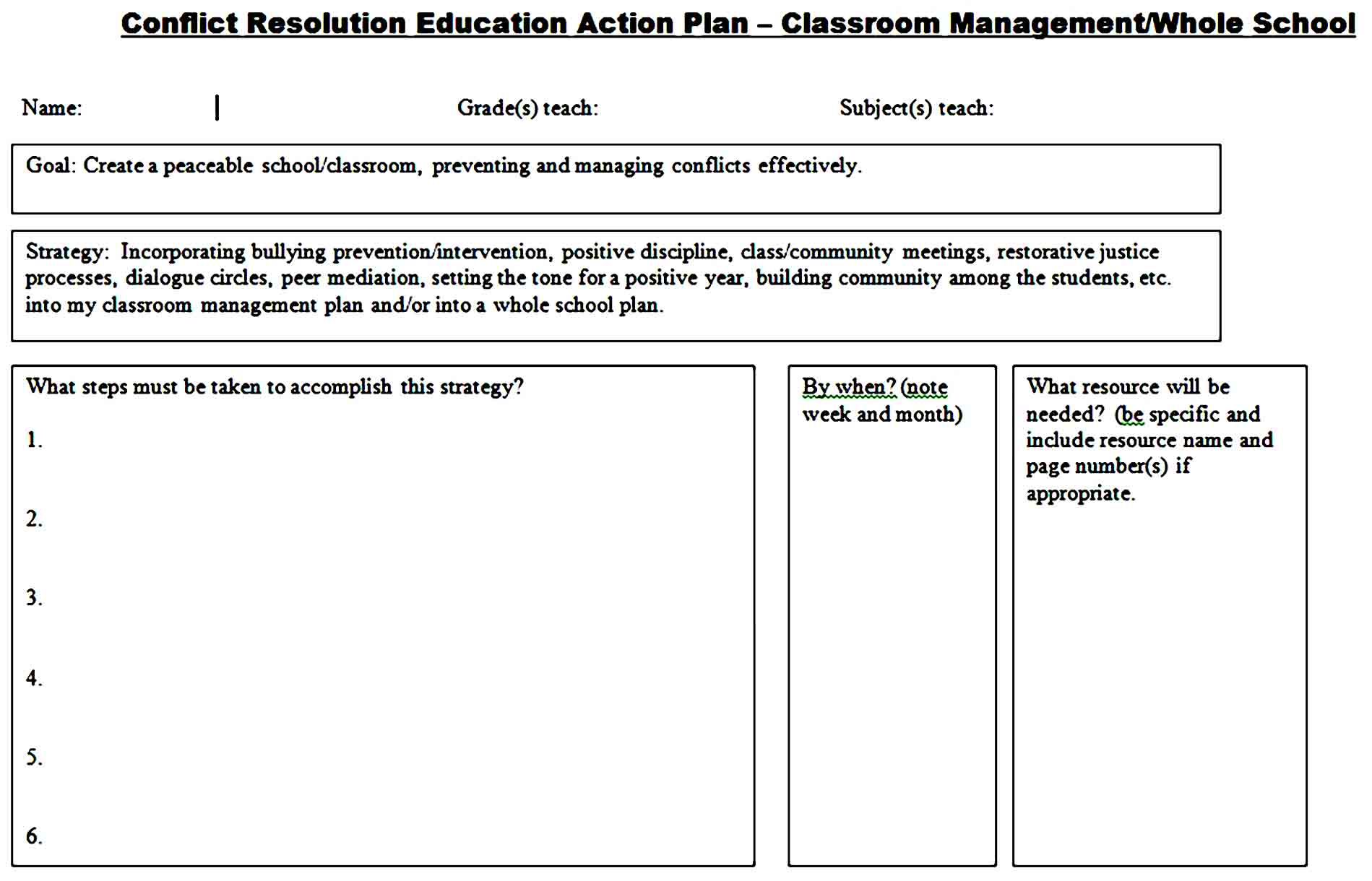 classroom management plan 12