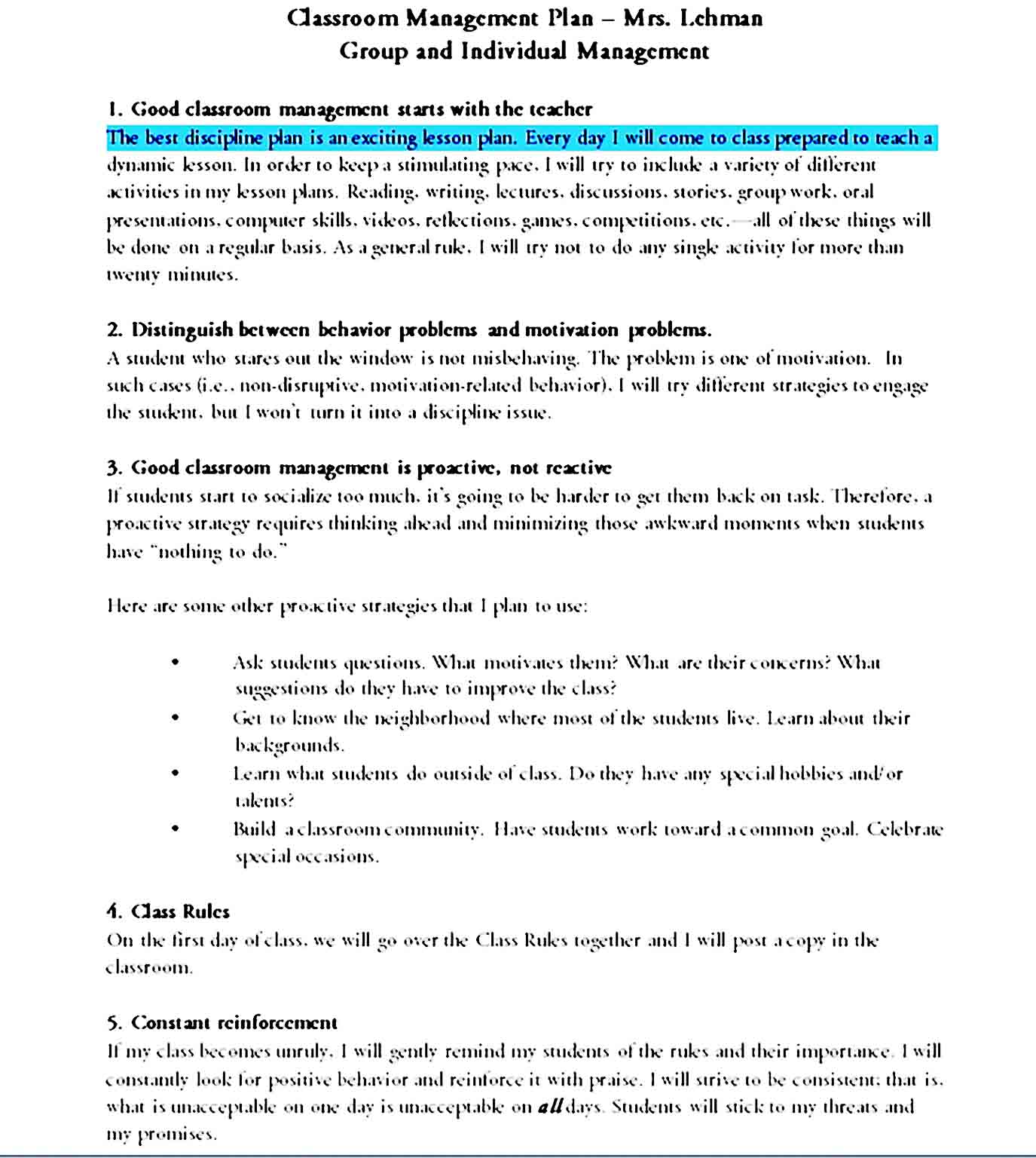 classroom management plan 33