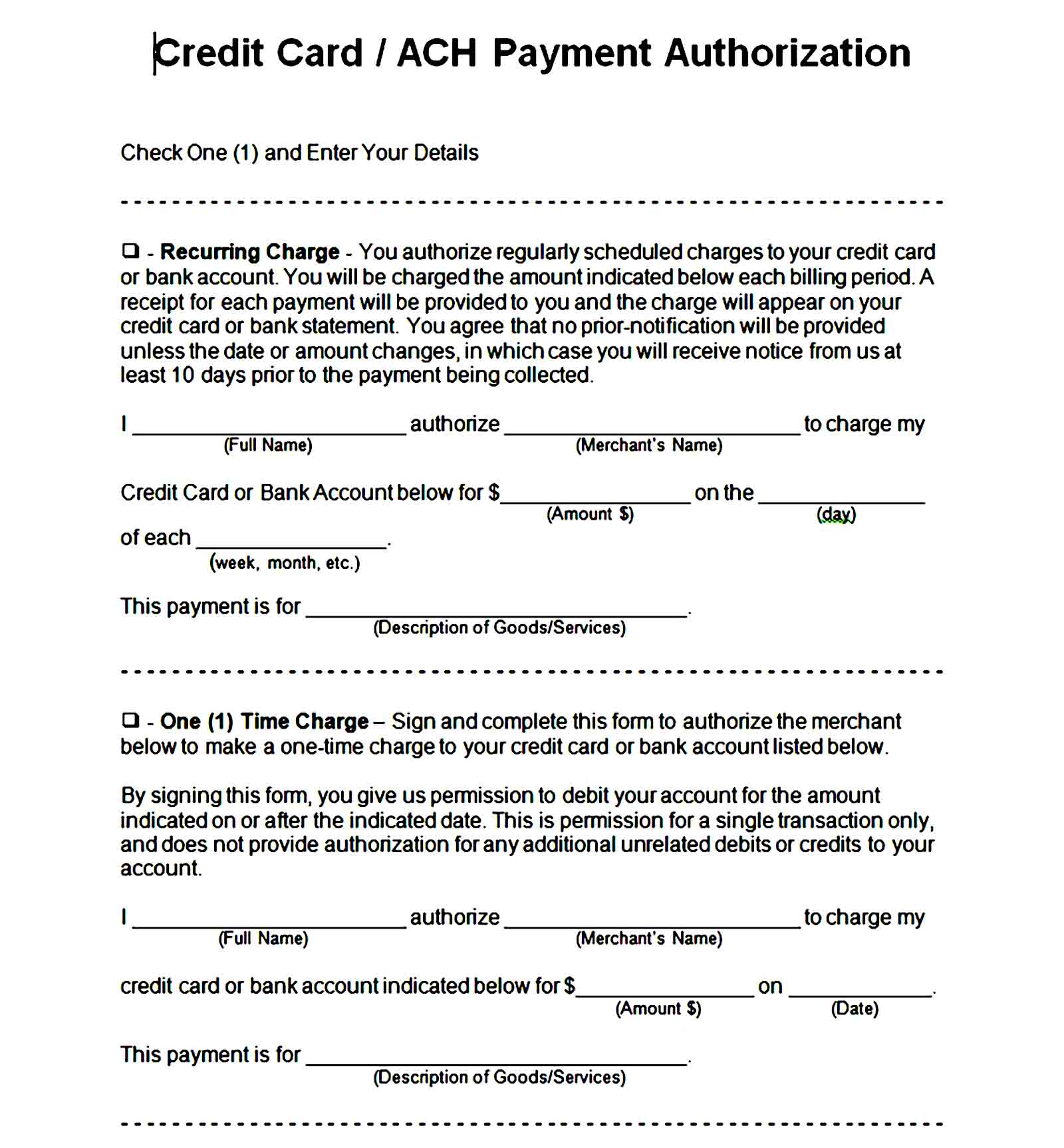 credit card authorization form template 14