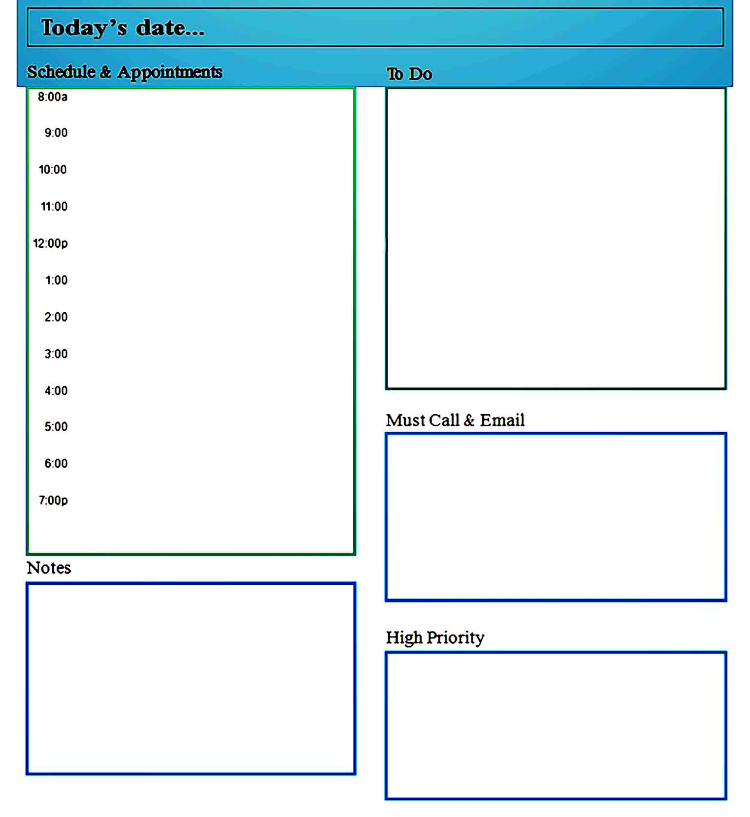 daily planner template 30