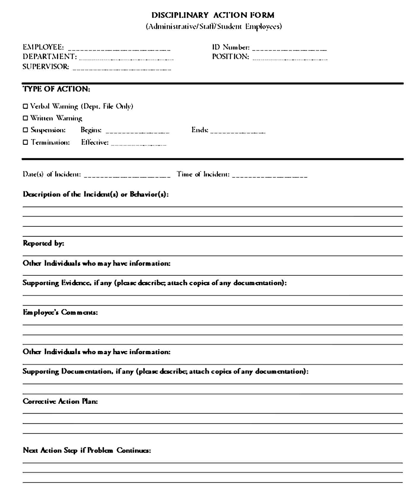 employee write up form 03