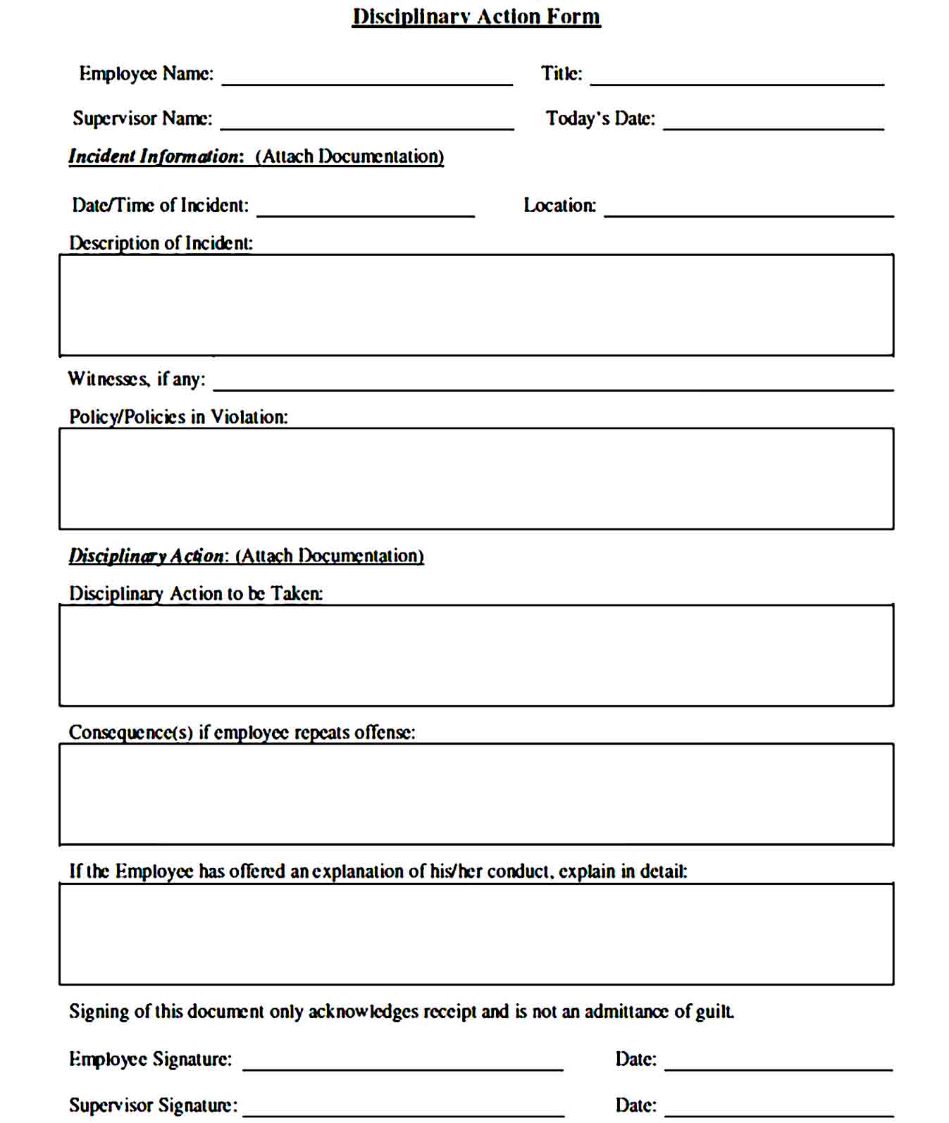 employee write up form 41