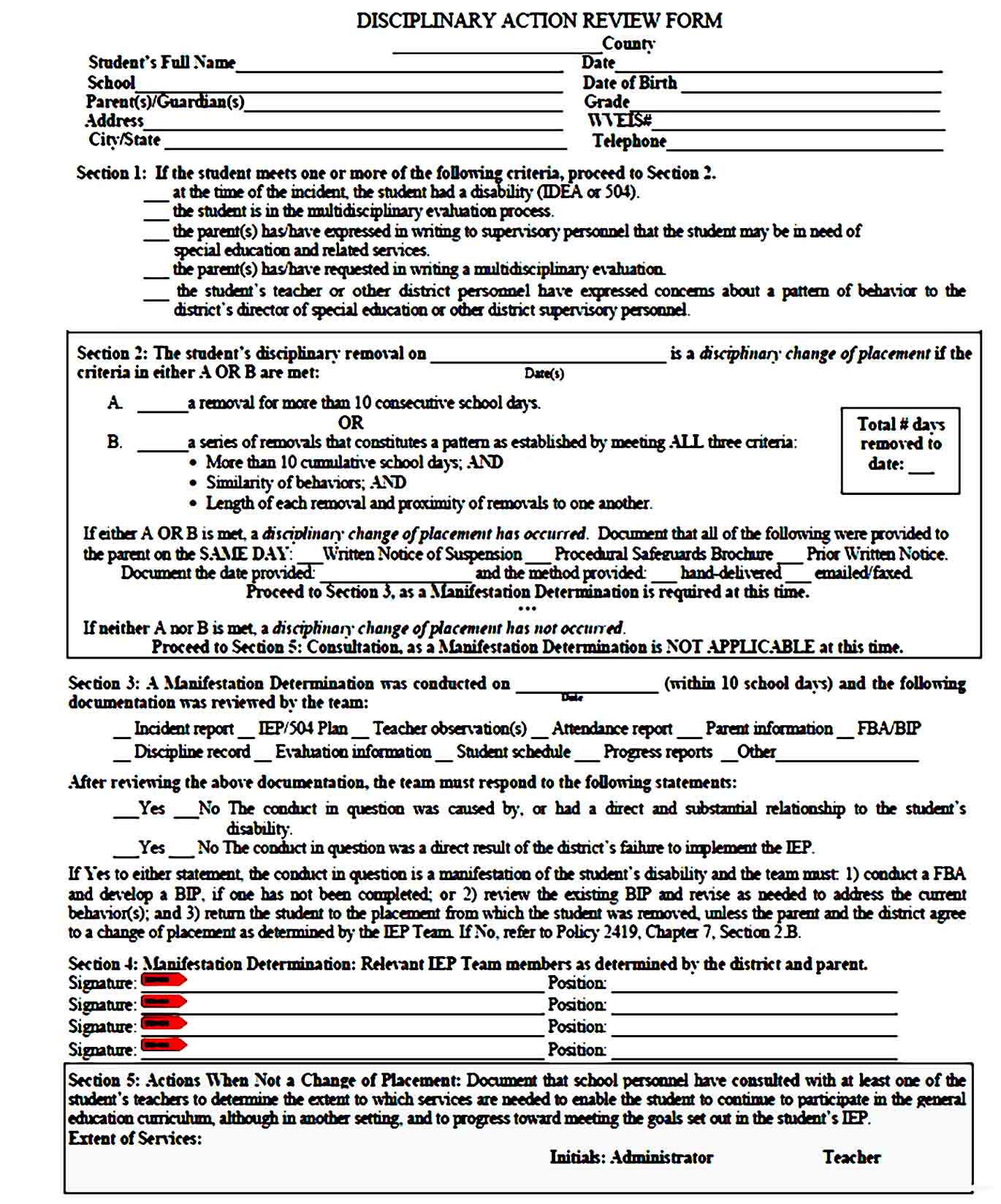 employee write up form 45