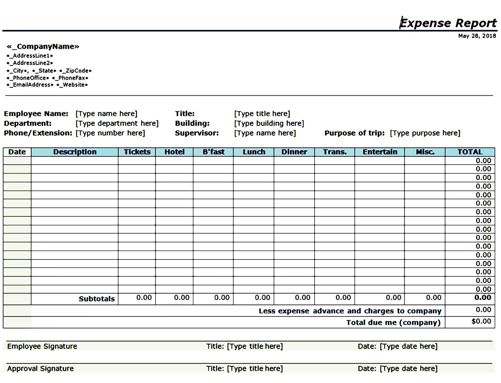 expense report template 25