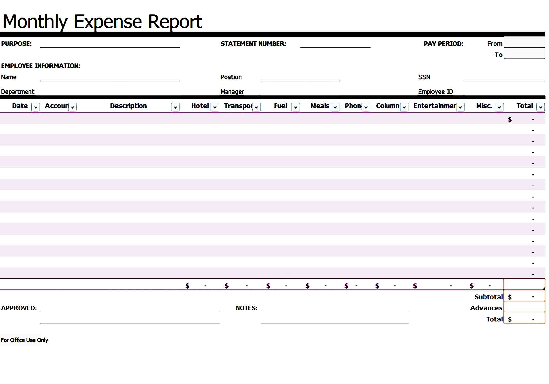 expense report template 34