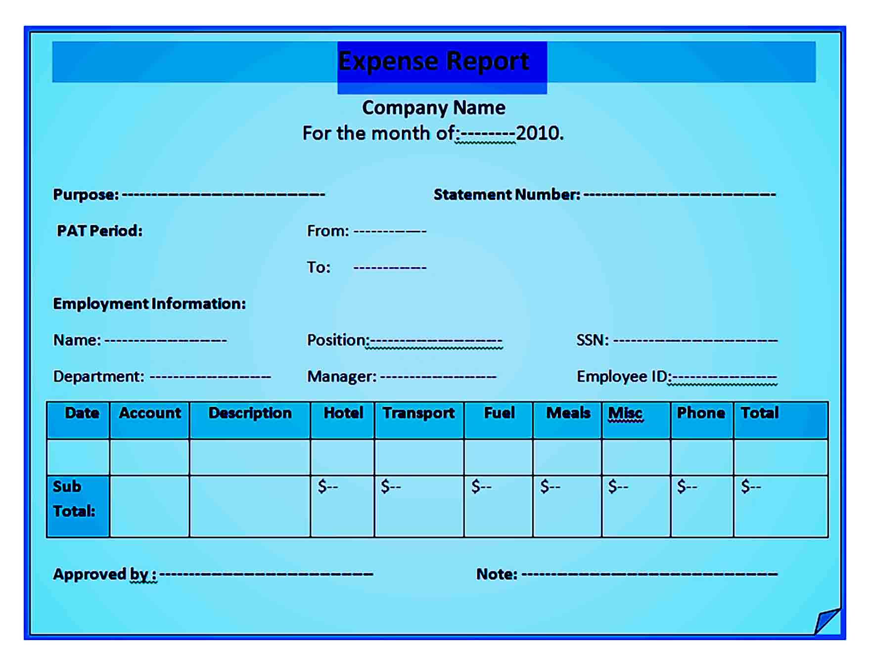 expense report template 36