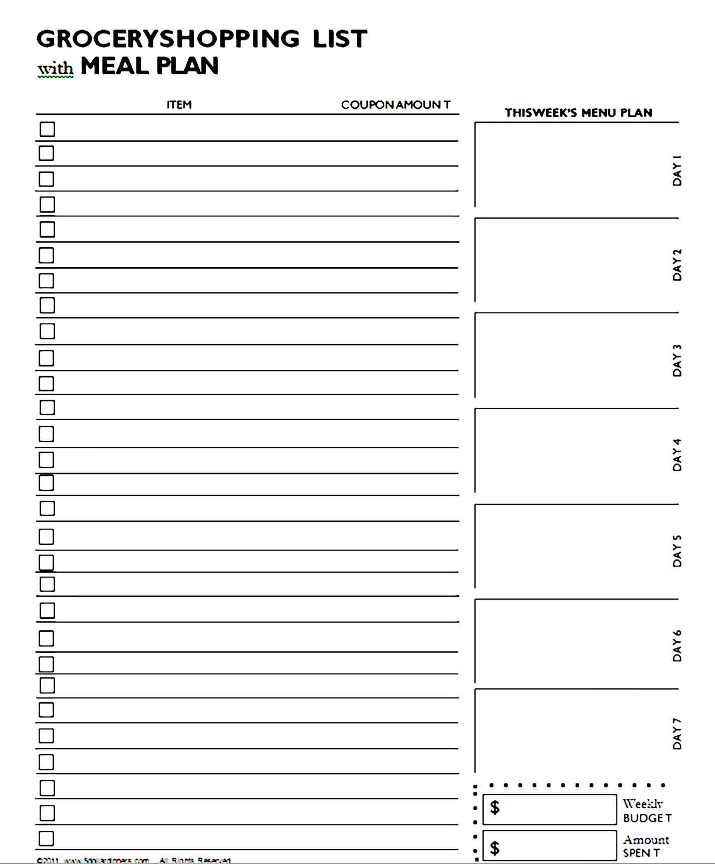 grocery list template 22