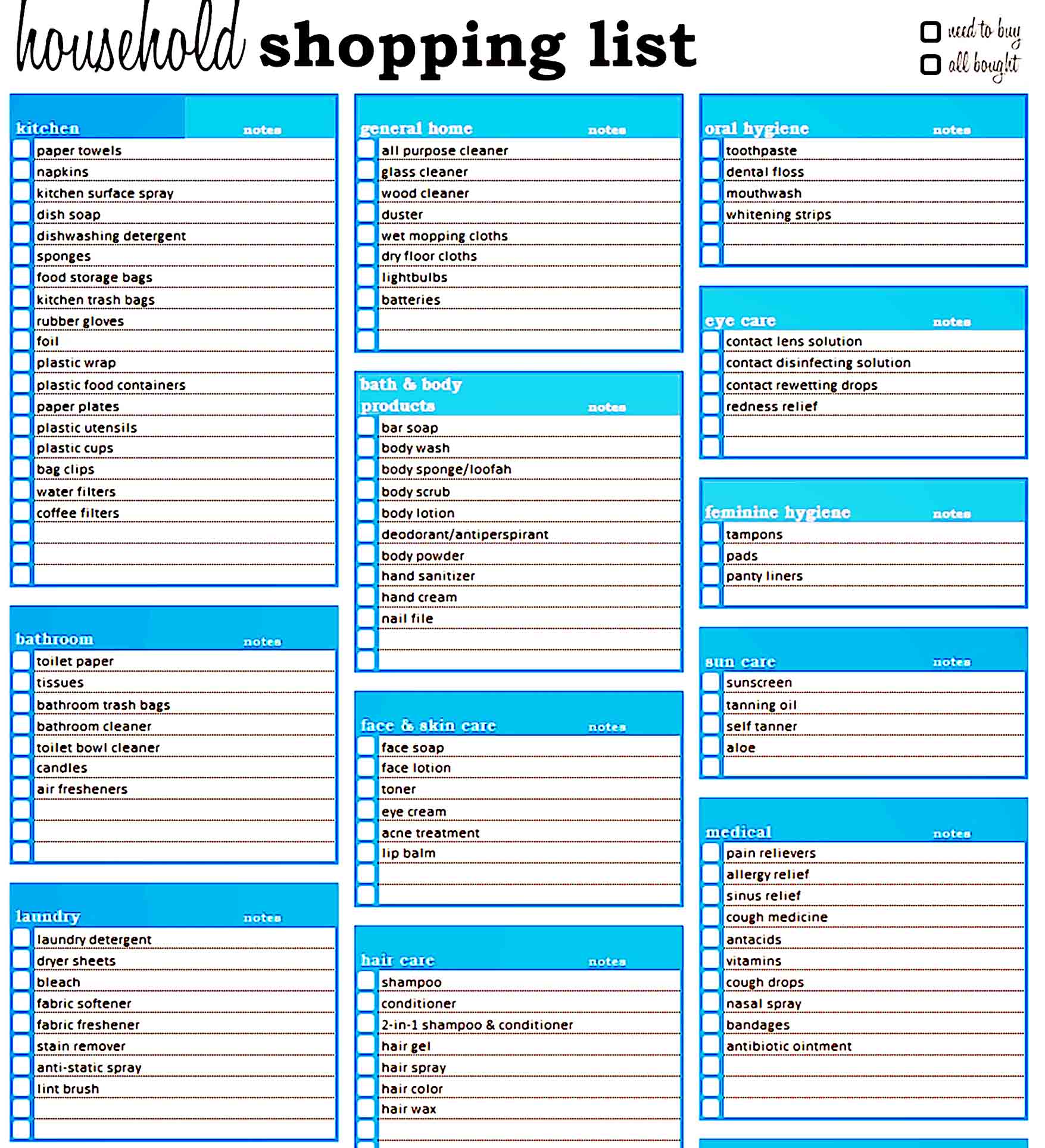 grocery list template 25