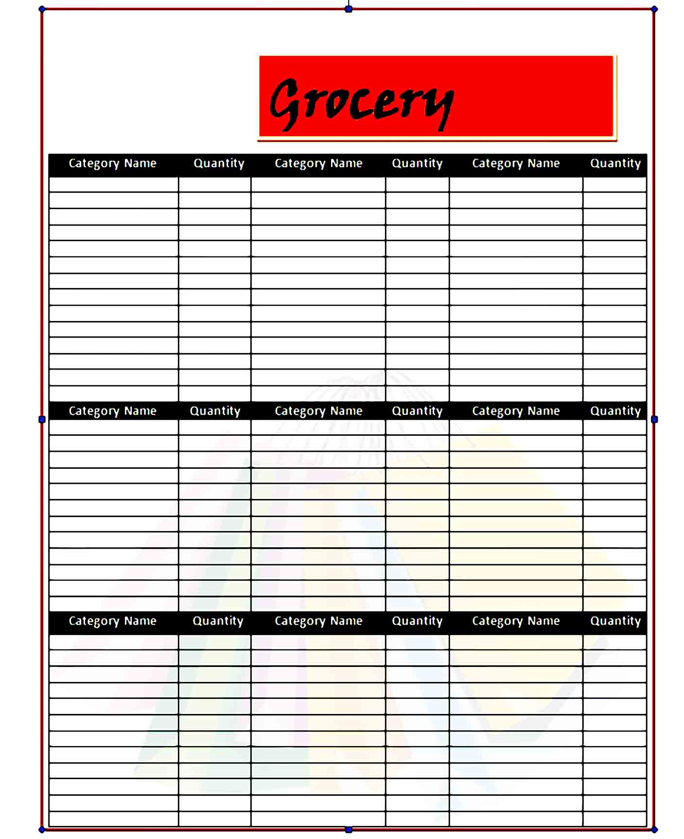 grocery list template 30