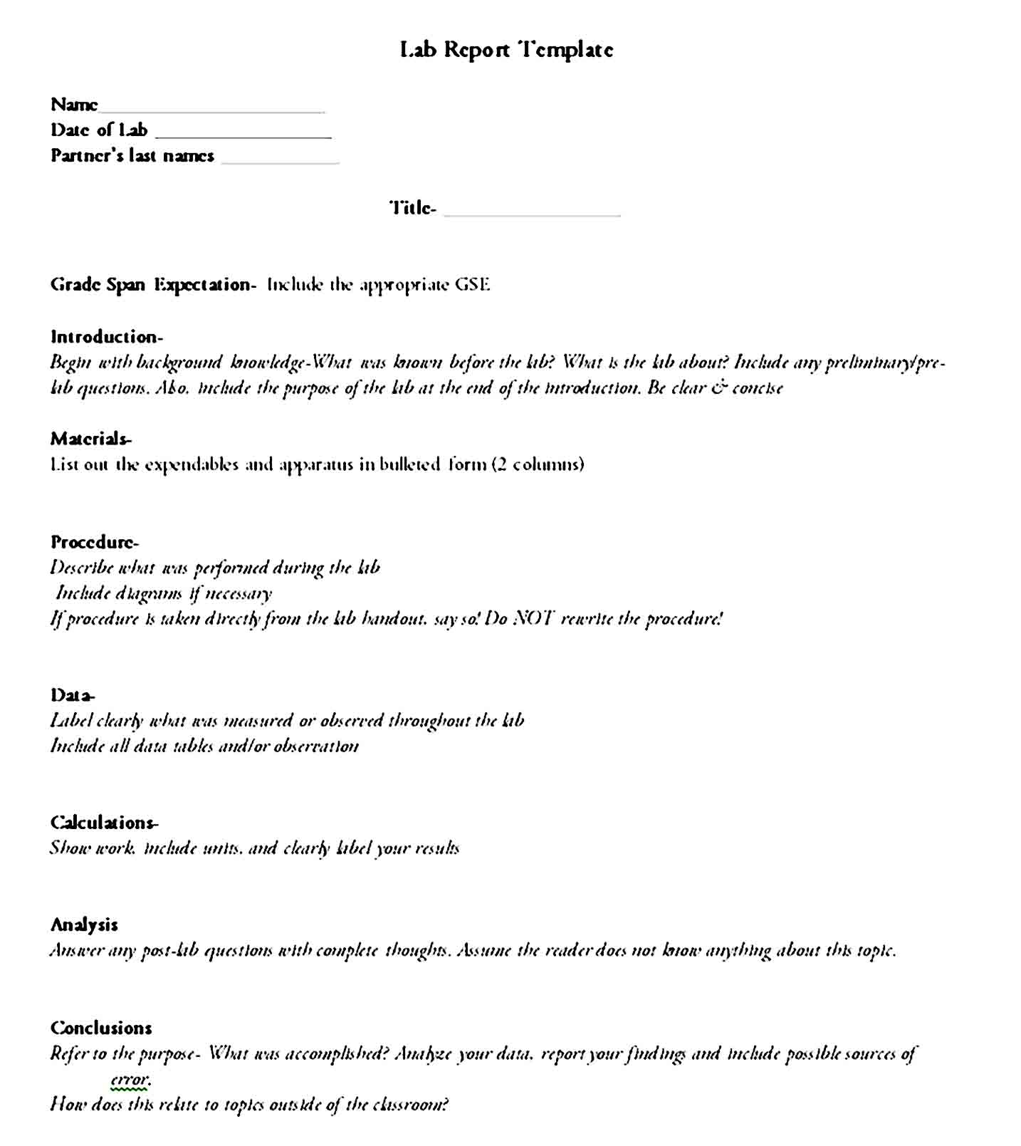 lab report template 07