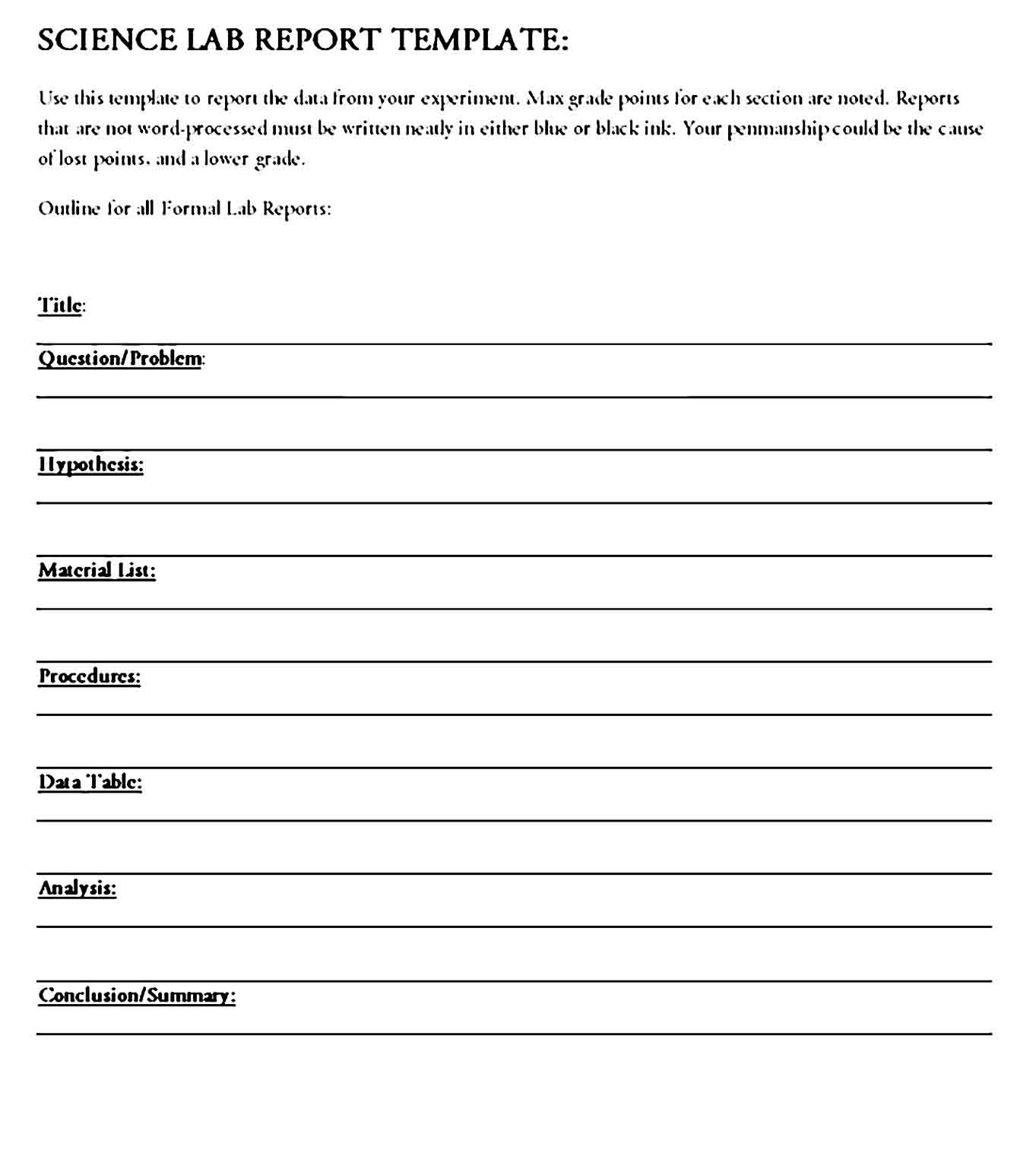 lab report template 13