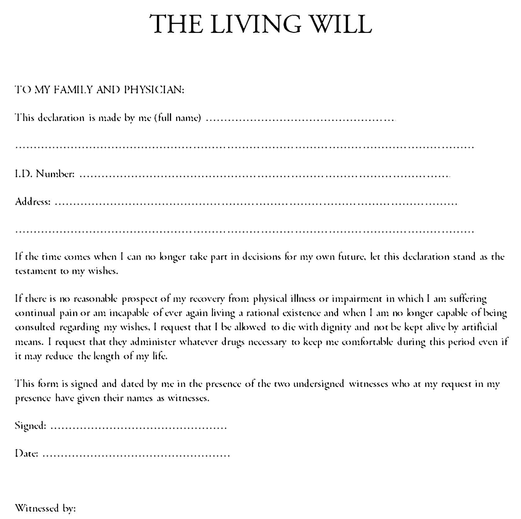 living will template 12