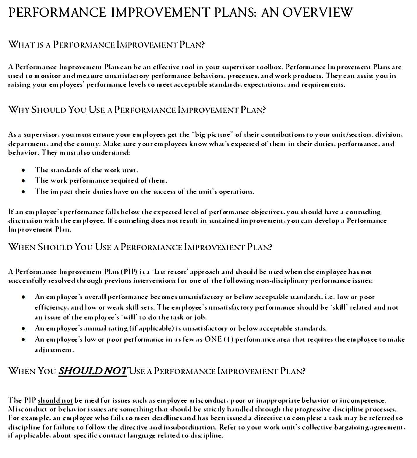 performance improvement plan template 15
