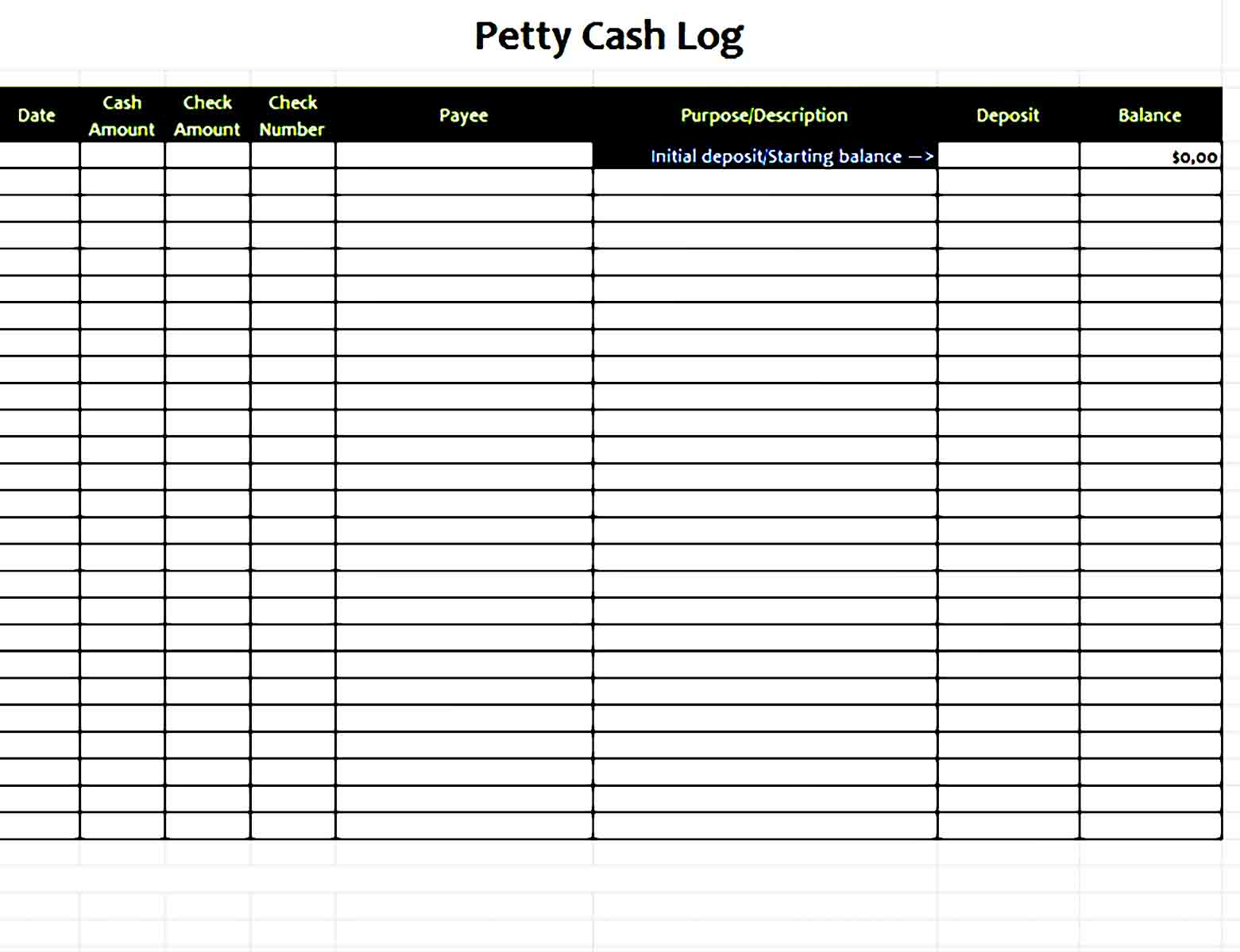 petty cash log 05