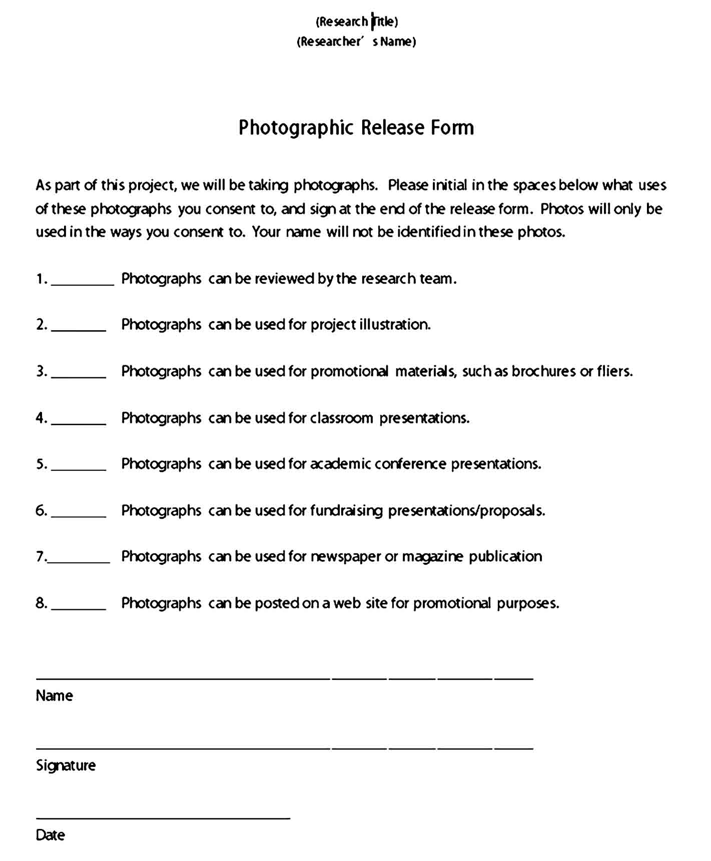 photo release form 23
