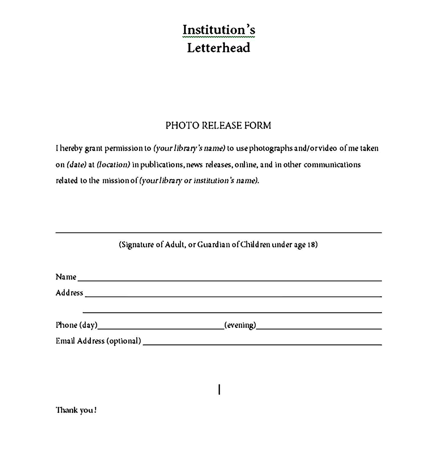 photo release form 24