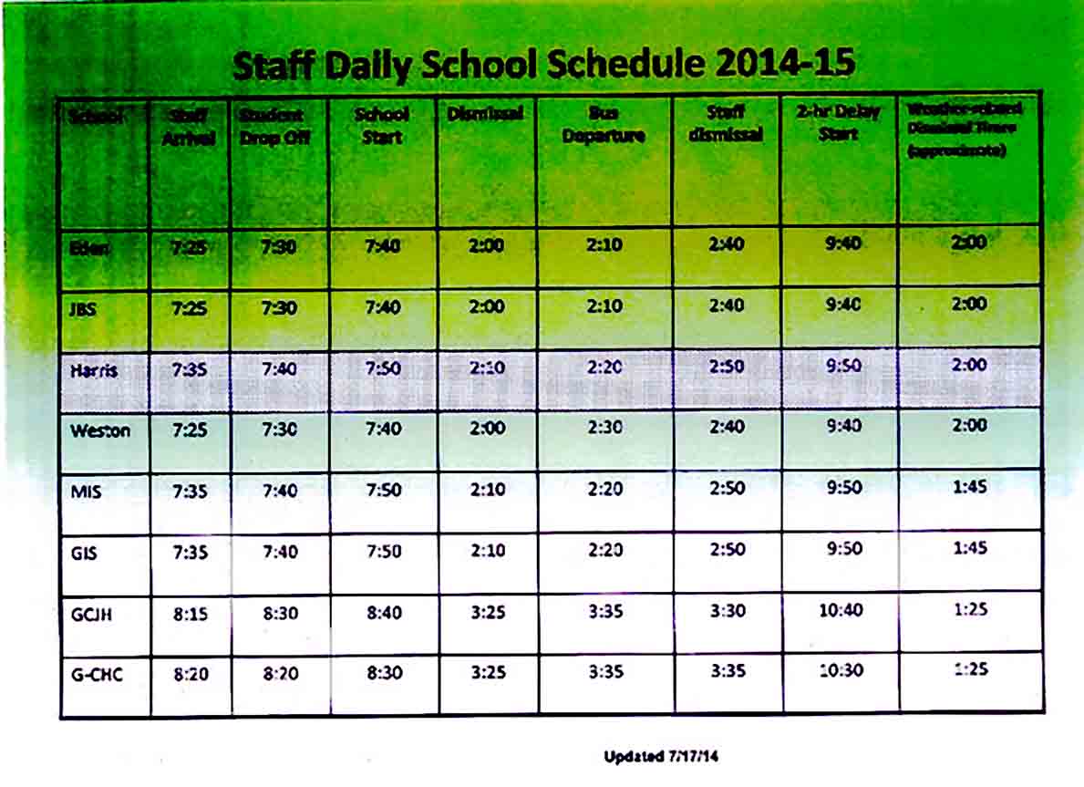 staff daily schedule templates