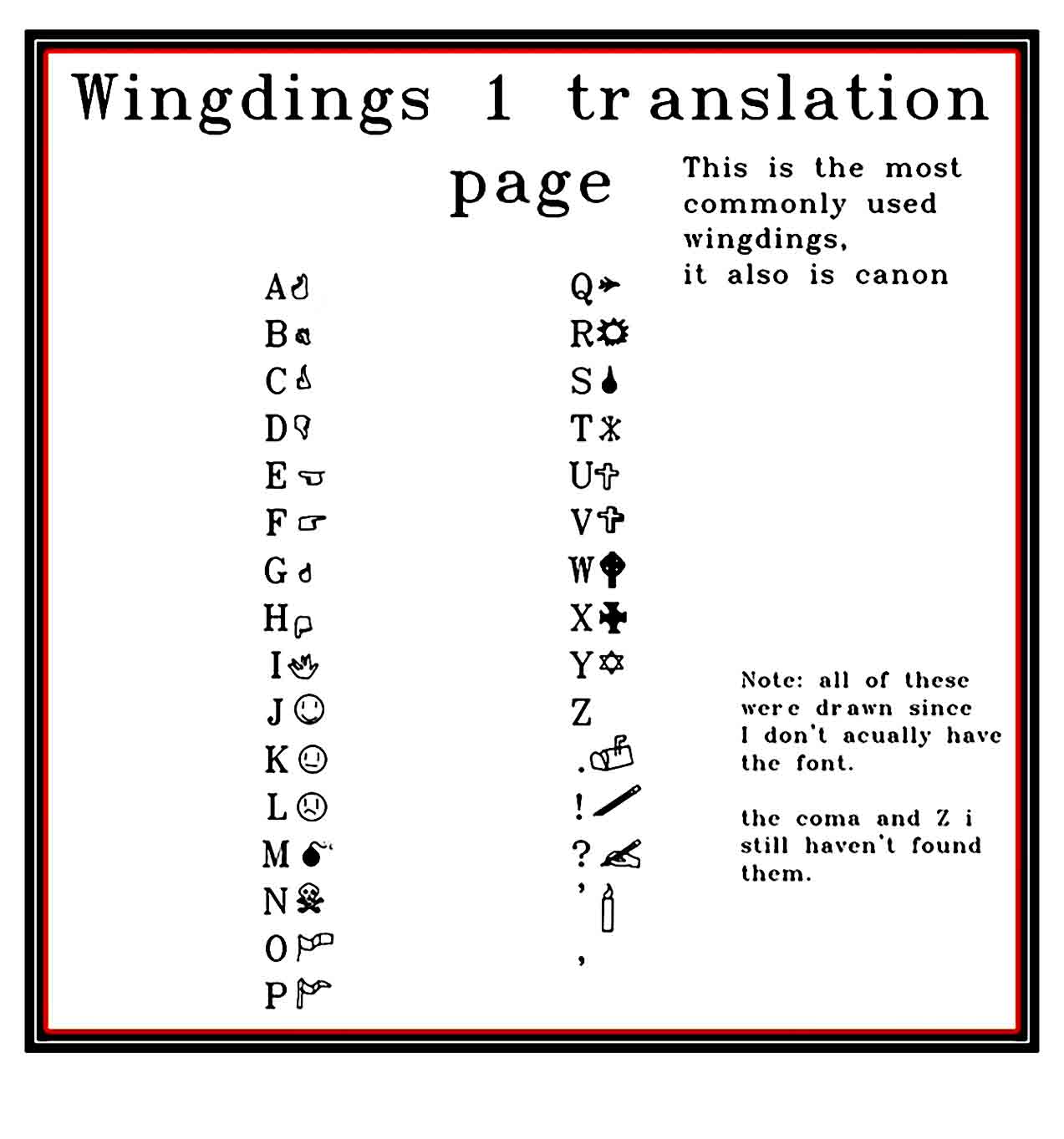 wingdings translator template 10