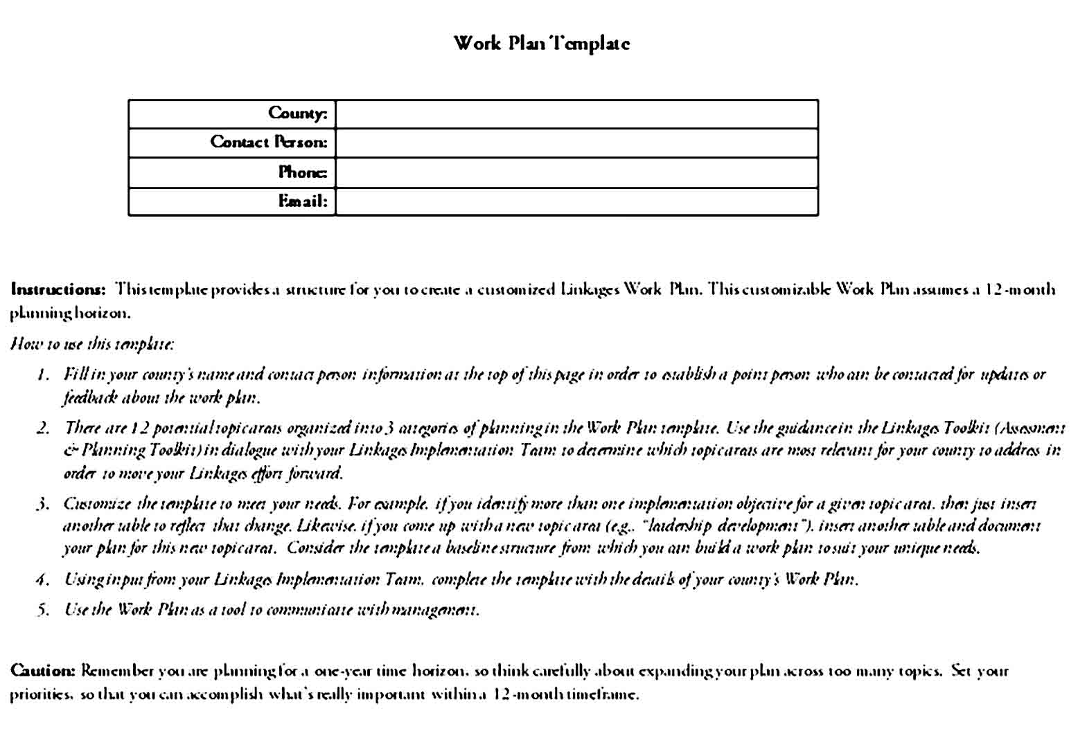work plan template 16