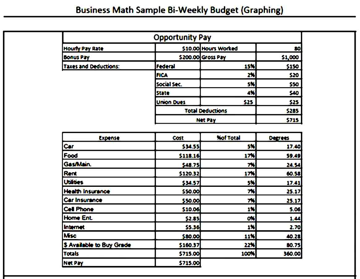Bi Weekly Pay Budget Template