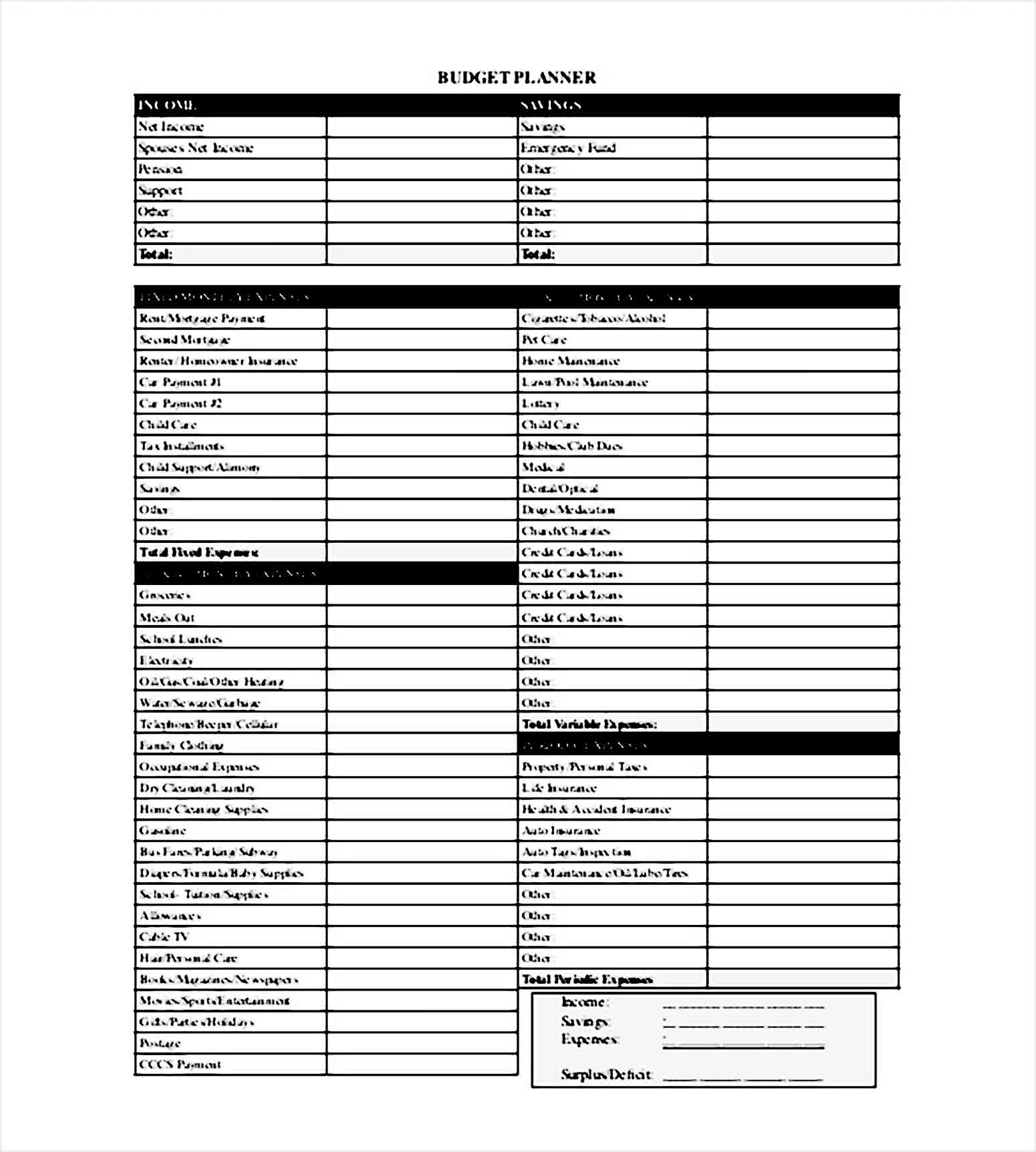 Budget Planner PDF