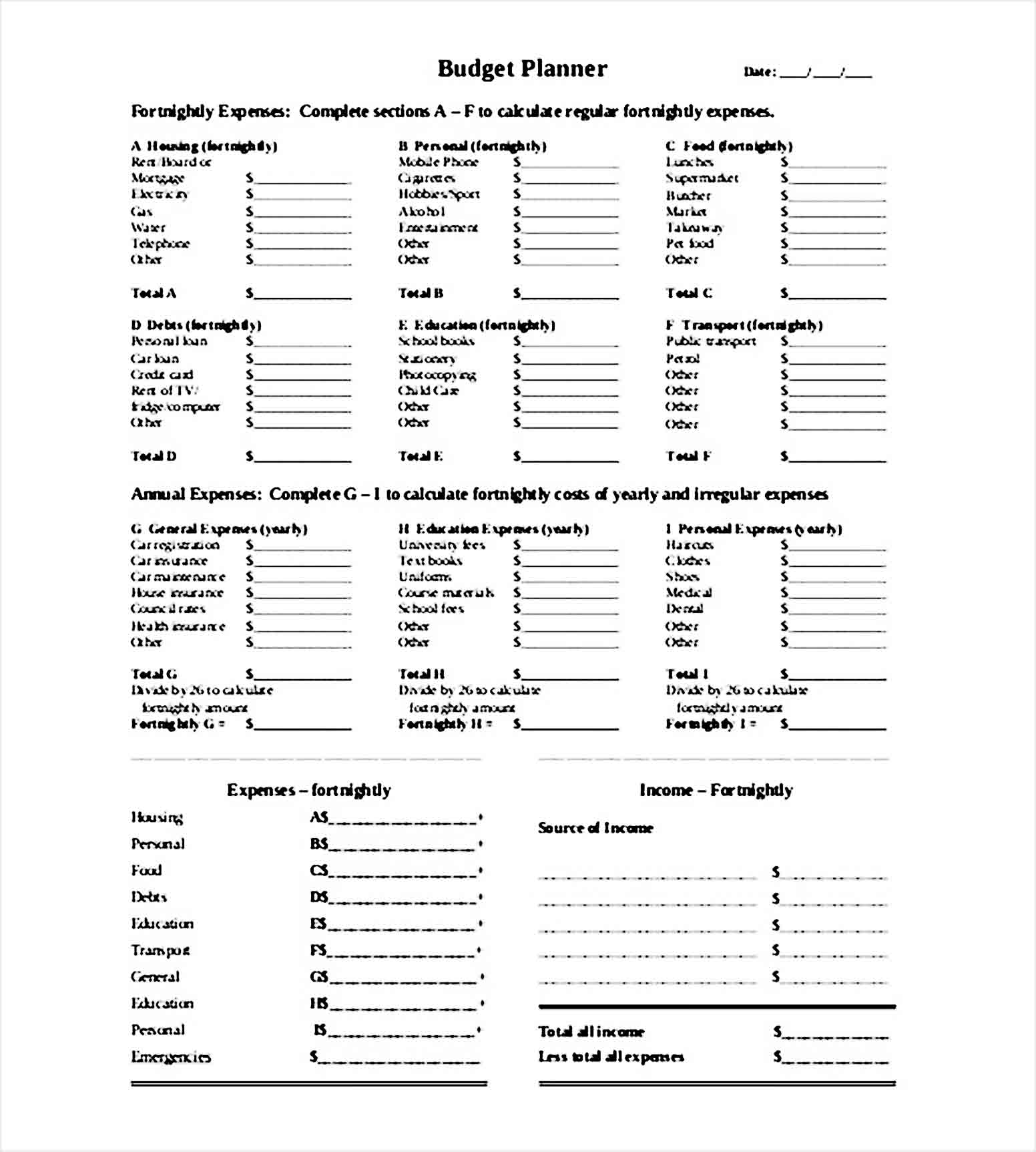 Budget Planner Template Download