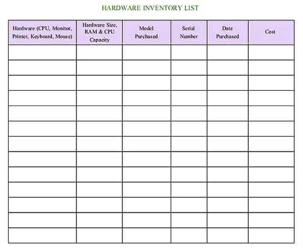 Computer Inventory Form In Format Templates Sample 1