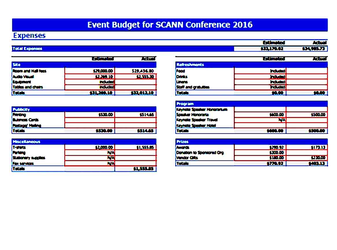 Conference Event Budget 1