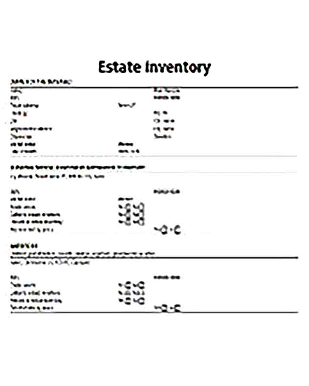 Document Worksheet For Estate Inventory Templates Sample