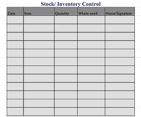 Editable Stock Inventory Control Templates Sample