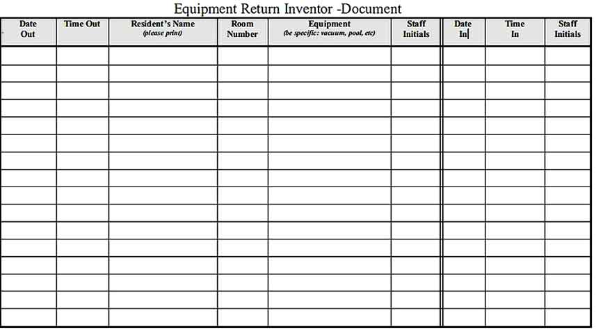 Equipment Return Inventory Document Free Download