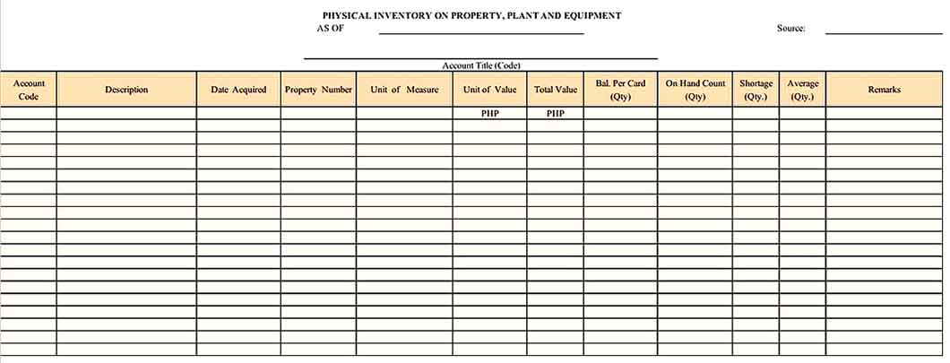 Example Equipment Inventory Template Download