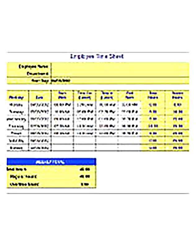 Example Inventory for Employee Time Sheet Templates Sample