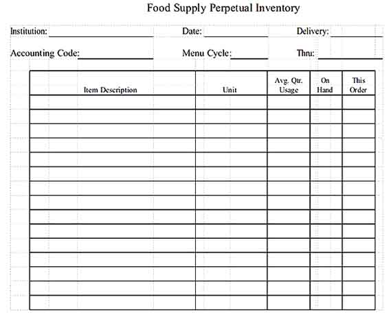 Food Perpetual Inventory Template