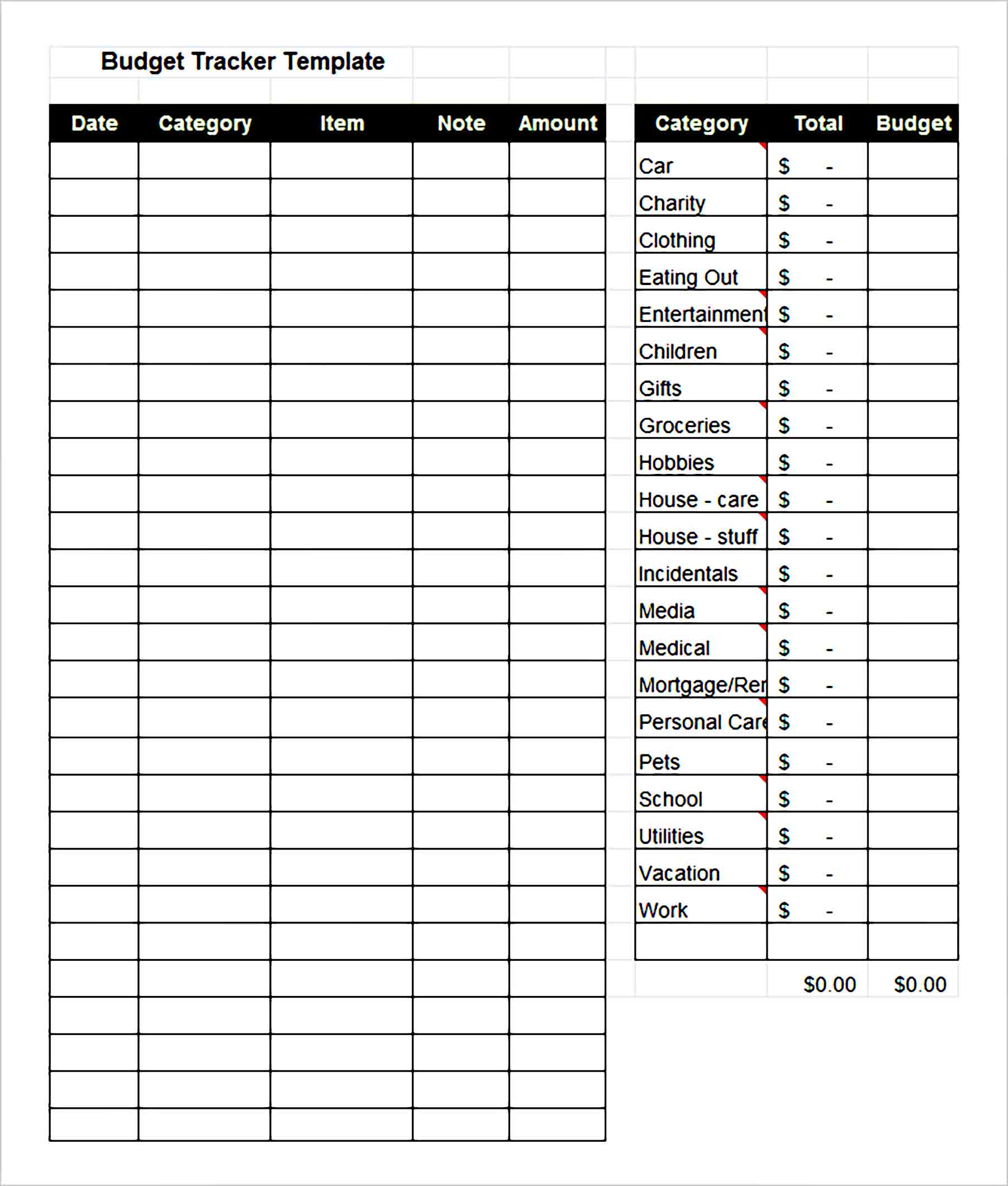 Free Budget Tracker Template