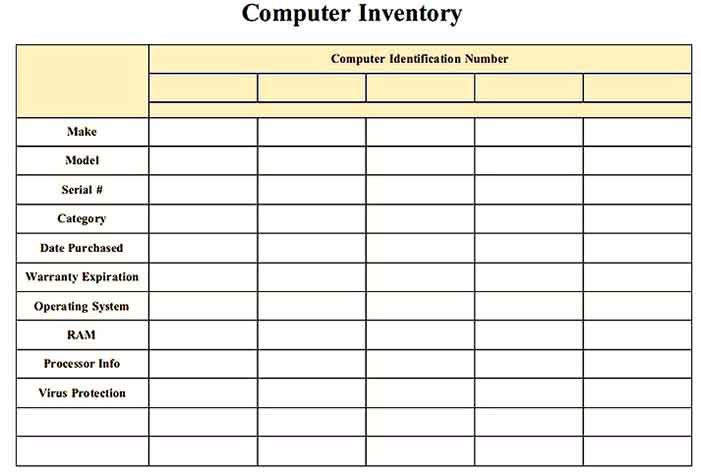 Free Download Document Form Of Computer Inventory Template 1