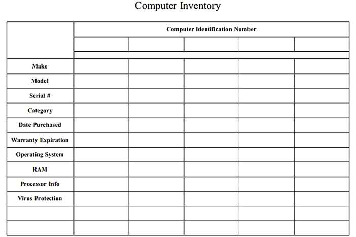 Free Download Document Form Of Computer Inventory Template