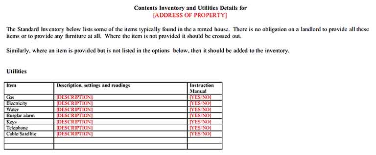 Free Inventory Template For A Rented Property