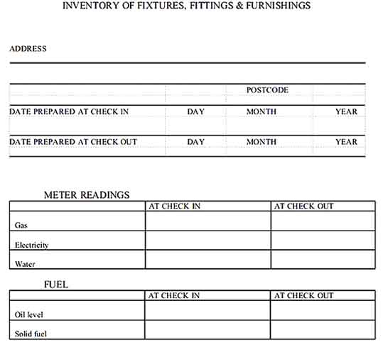 Furnishing Property Inventory PDF Template