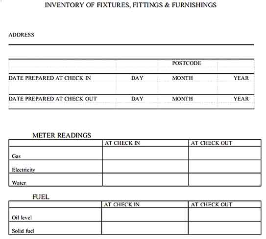 Furnishing Property Inventory Templates Sample