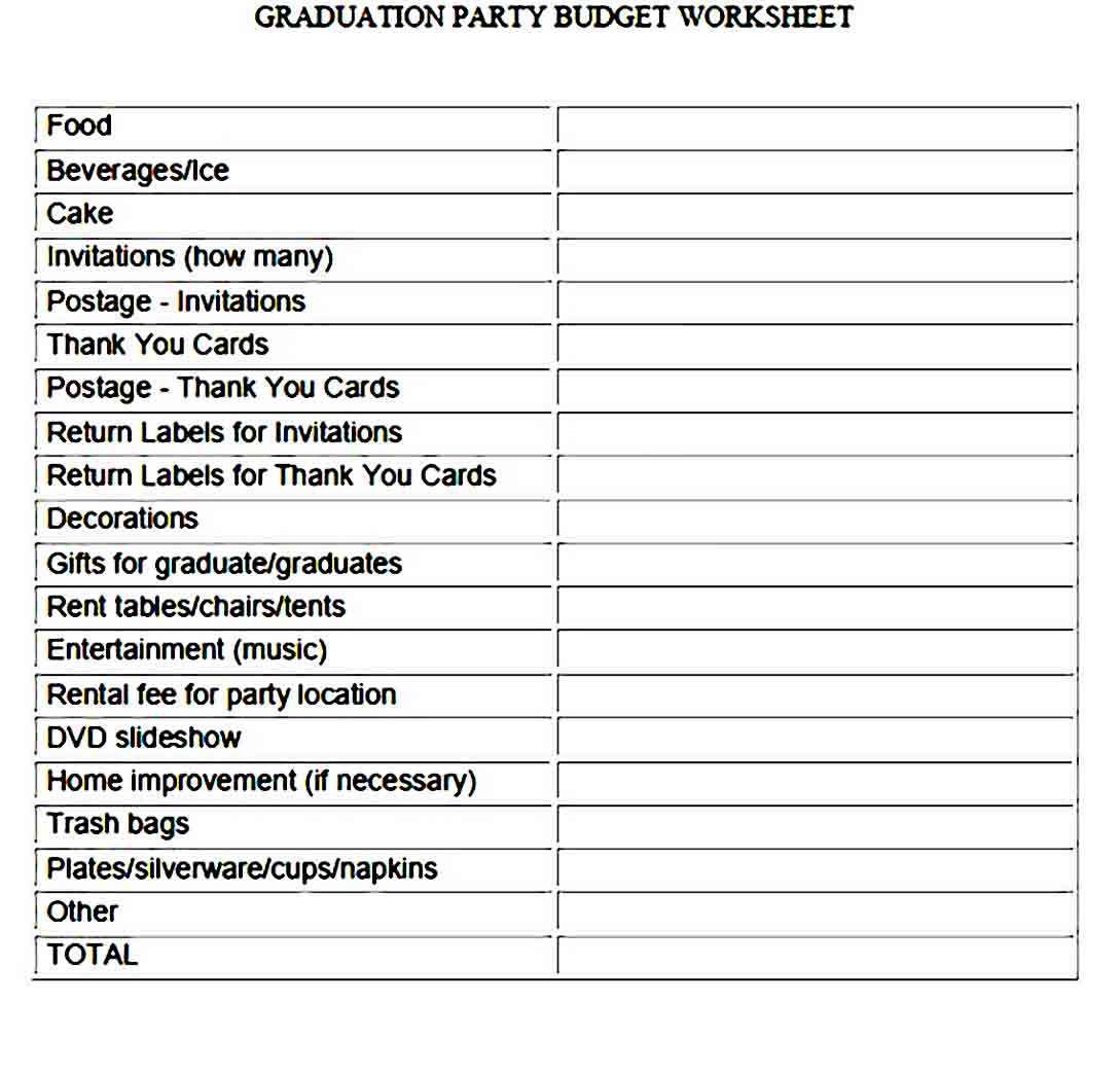 Graduation Party Budget Template
