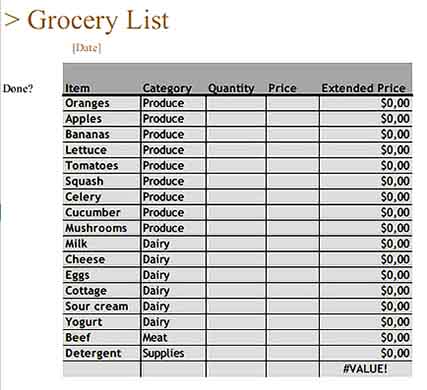 Grocery Inventory Templates Sample